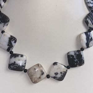 Zebra Jasper Stone & Onyx Necklace